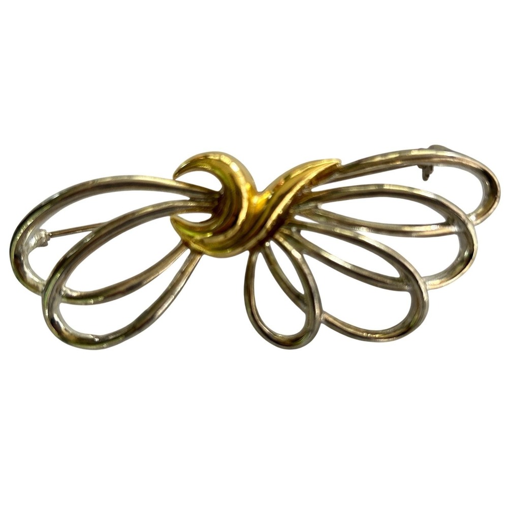 M.J.Ent Gold And Silver Tone Brooch Sturdy Art Deco